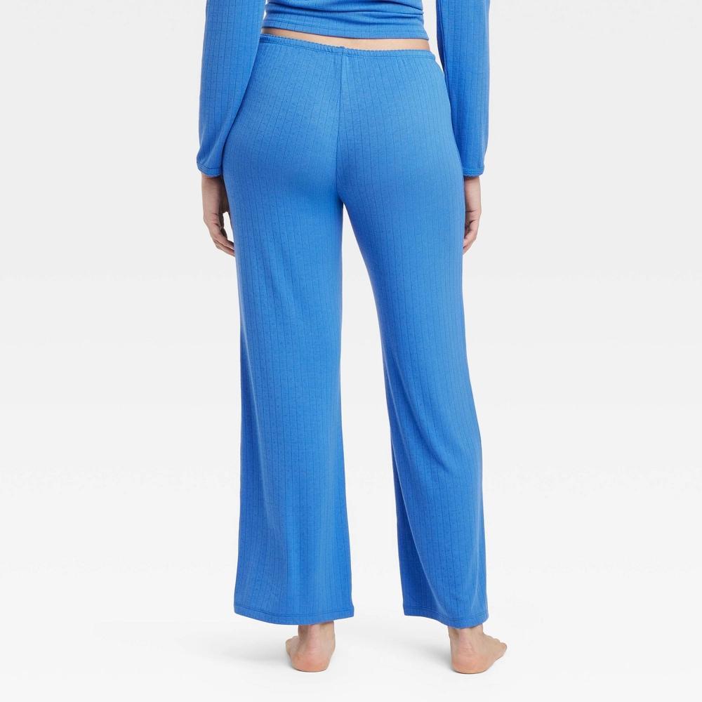 Women's Pointelle Pajama Pants - Auden™ Blue M: Midweight, Wide Leg, Mid Rise, Elastic Waistband Product Image