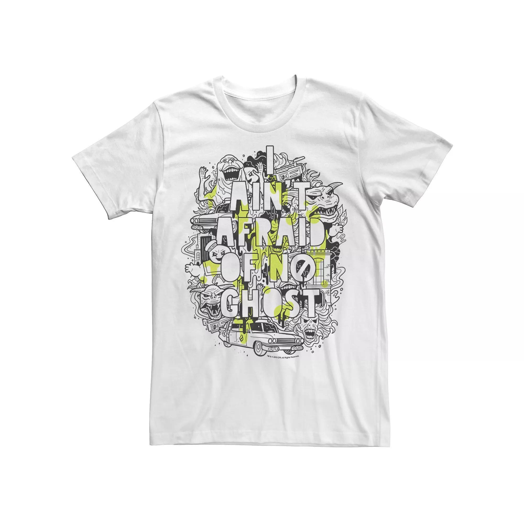 Men's Ghostbusters "I Ain't Afraid Of No Ghost" Collage Drip Tee, Size: Small, White Product Image