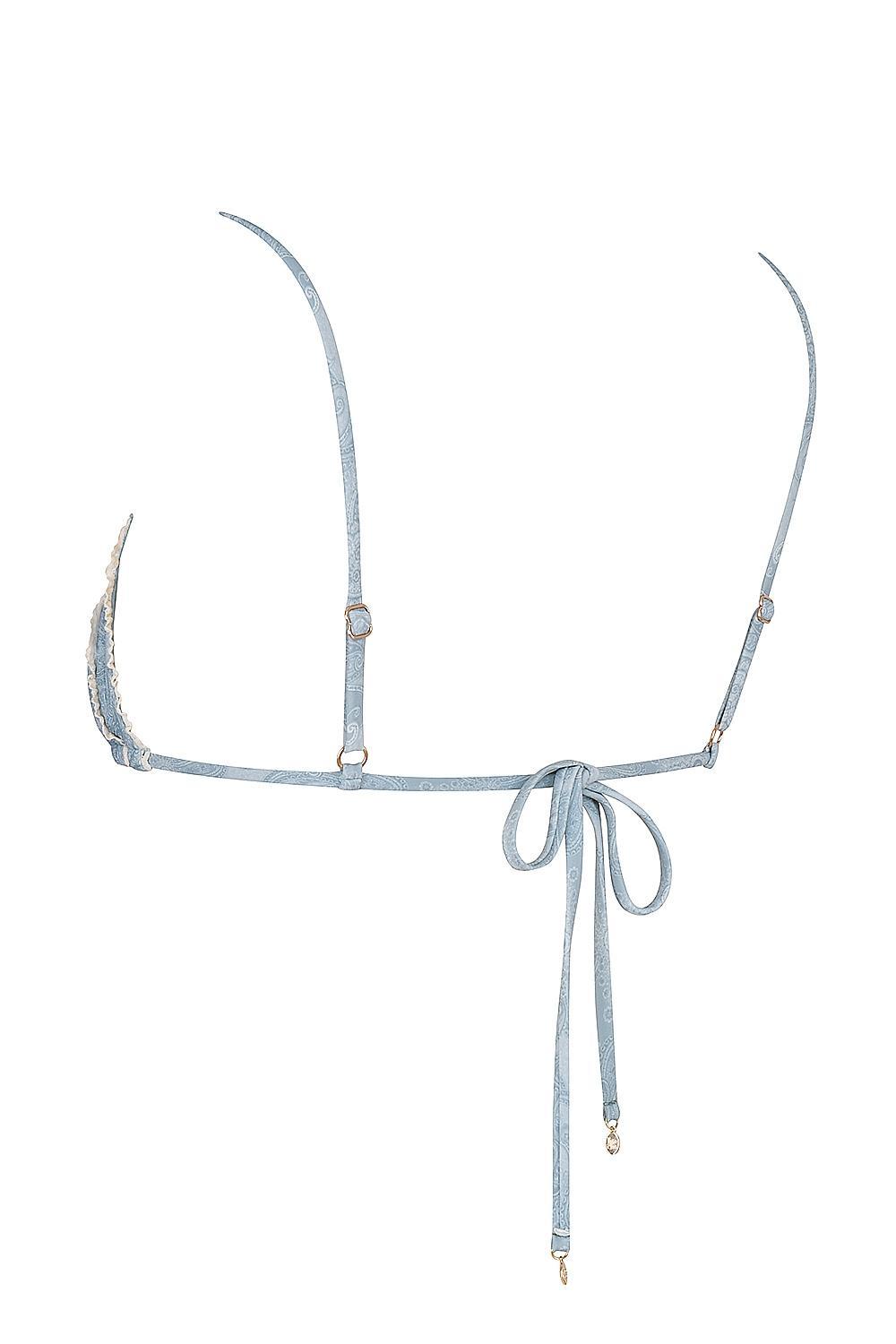 Corsica Blue Paisley Ruffle Trim Bikini Top Product Image