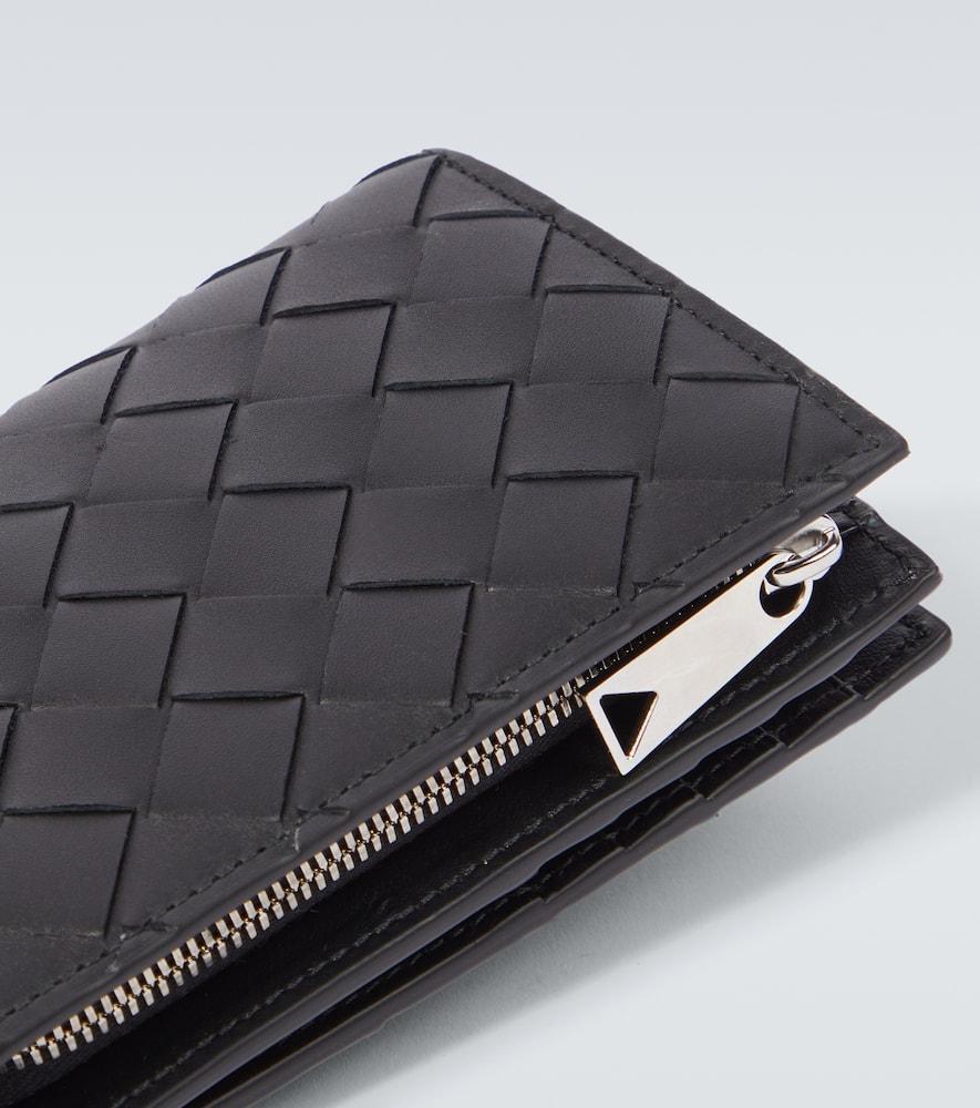 BOTTEGA VENETA Intrecciato Medium Leather Bi-fold Wallet In Black Product Image