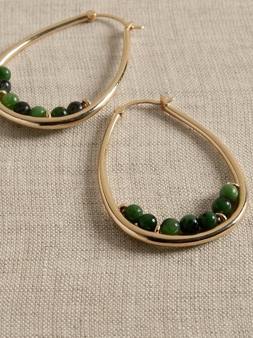Semi-Precious Stone Hoop Earrings Product Image