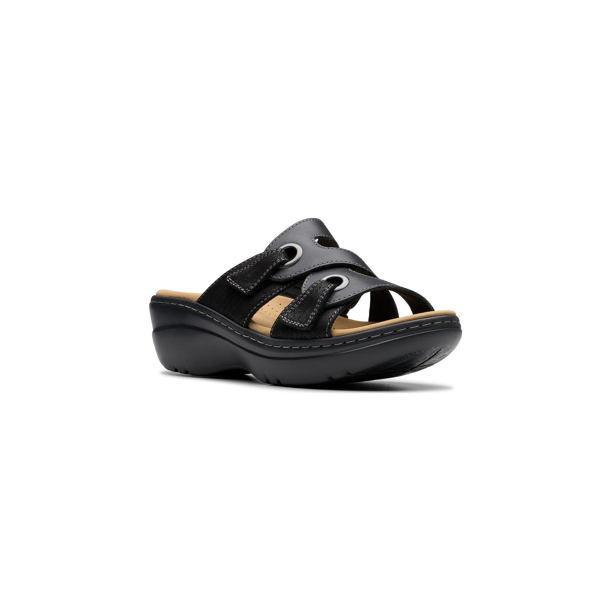 Clarks® Merliah2 Cove Women's Slide Platform Sandals, Size: 5, Black Leather Product Image