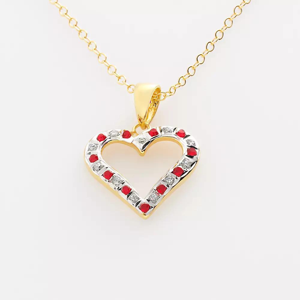 18k Gold-Over-Silver Ruby Heart Pendant, Women's Product Image