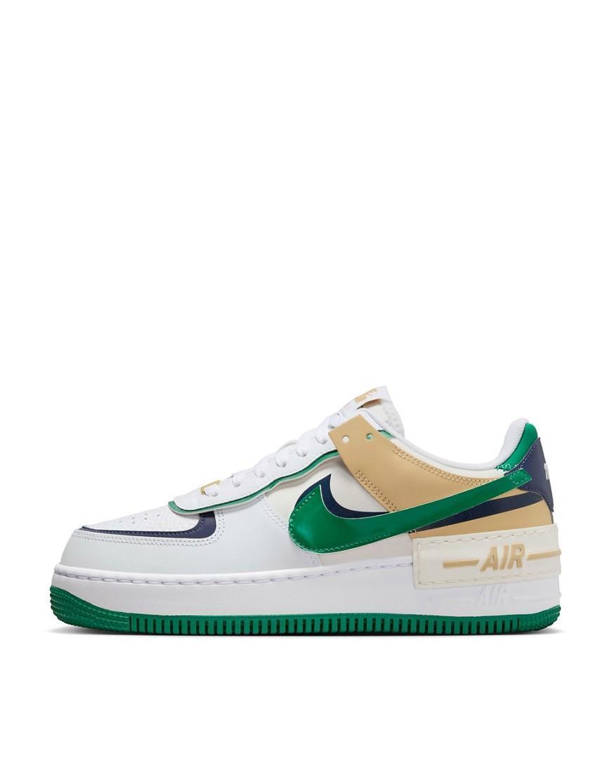Nike Womens Nike Air Force 1 Shadow - Womens Shoes White/Midnight Navy/Malachite Product Image