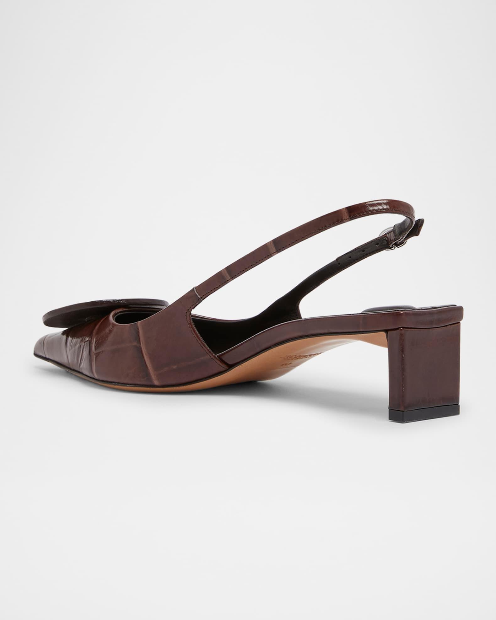 Croc-Embossed Leather Slingback Pumps Product Image