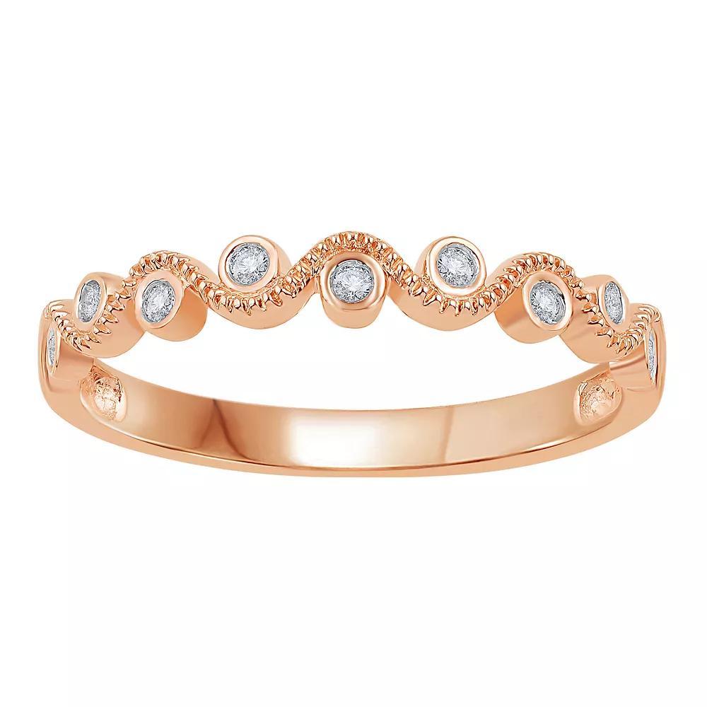 10k Rose Gold Diamond Accent Wave Loop Stackable Ring, Women's, Size: 8 Product Image