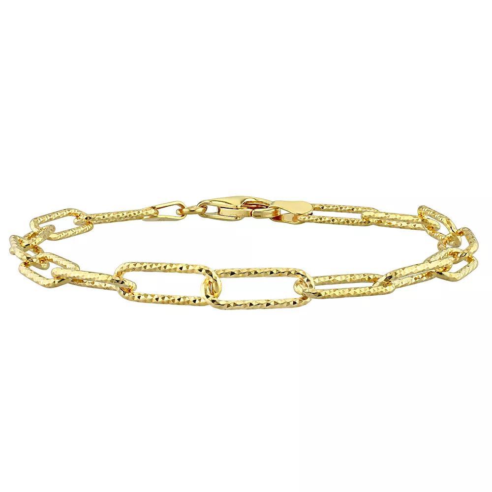 Stella Grace 18k Gold Over Silver 5 mm Fancy Cut Paper Clip Link Chain Bracelet, Womens Gold Tone Product Image