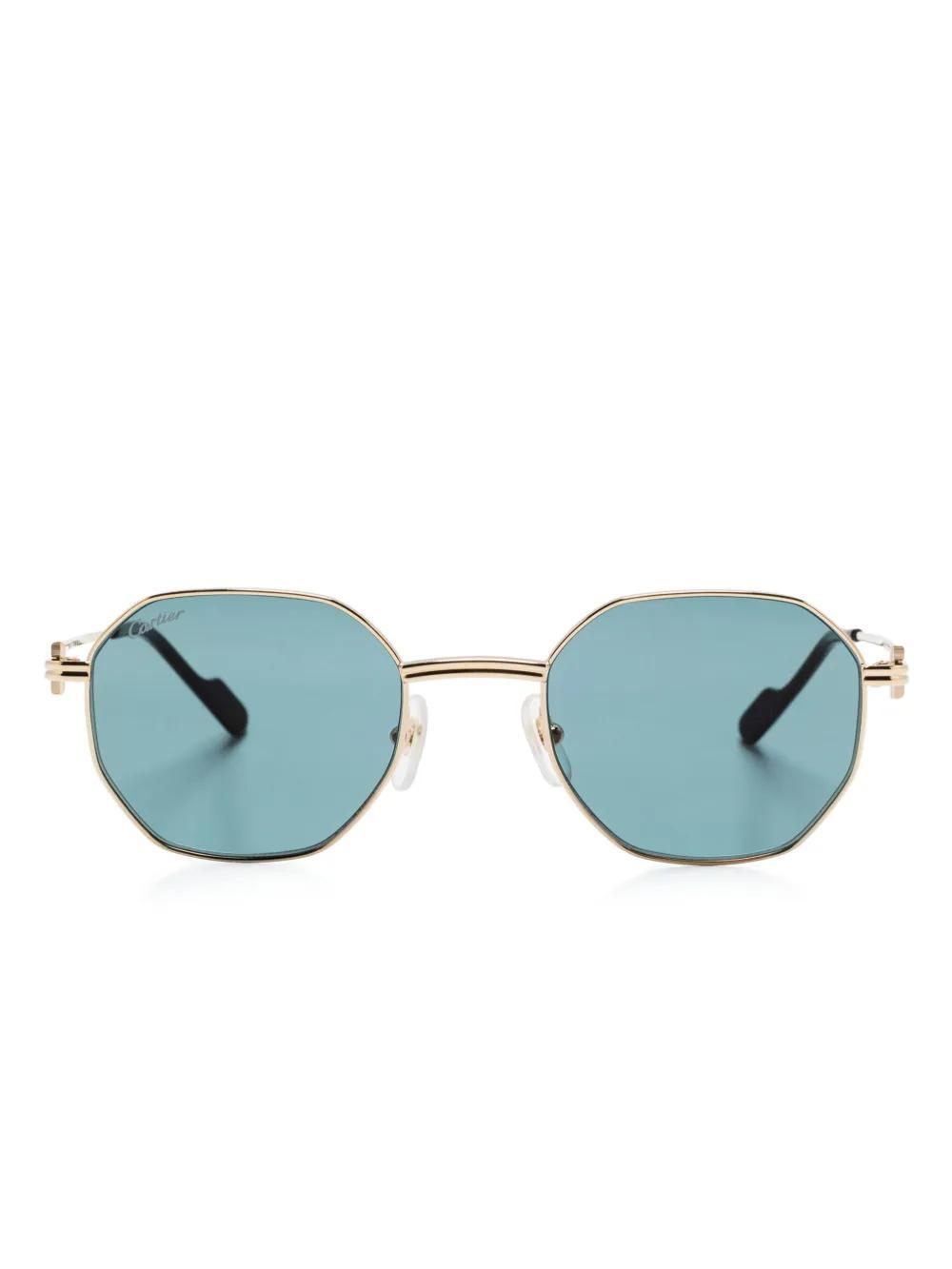 CARTIER Sonnenbrille Mit Achteckigem Gestell In Gold Product Image