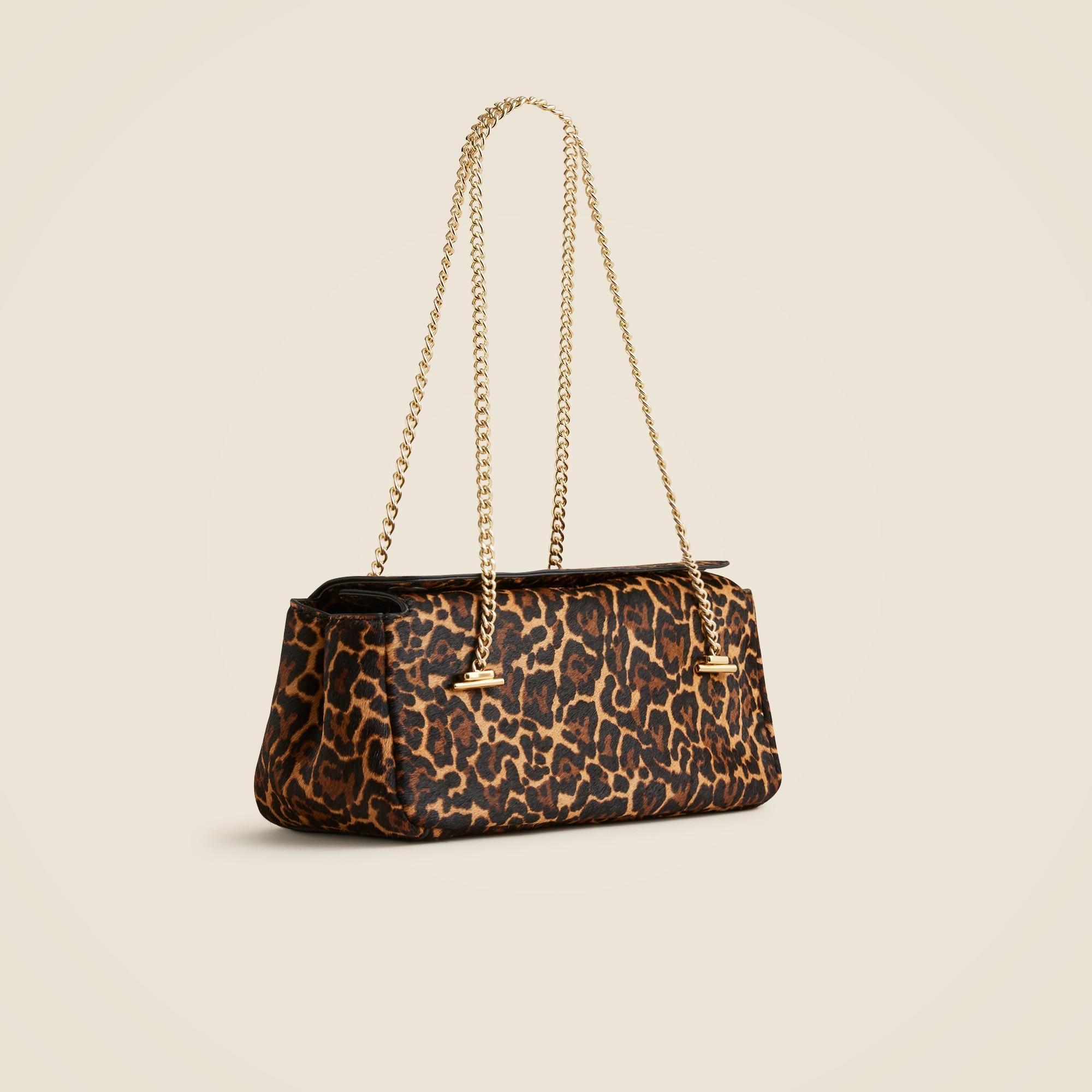 Chain-strap bag in leopard-print calf hair Product Image