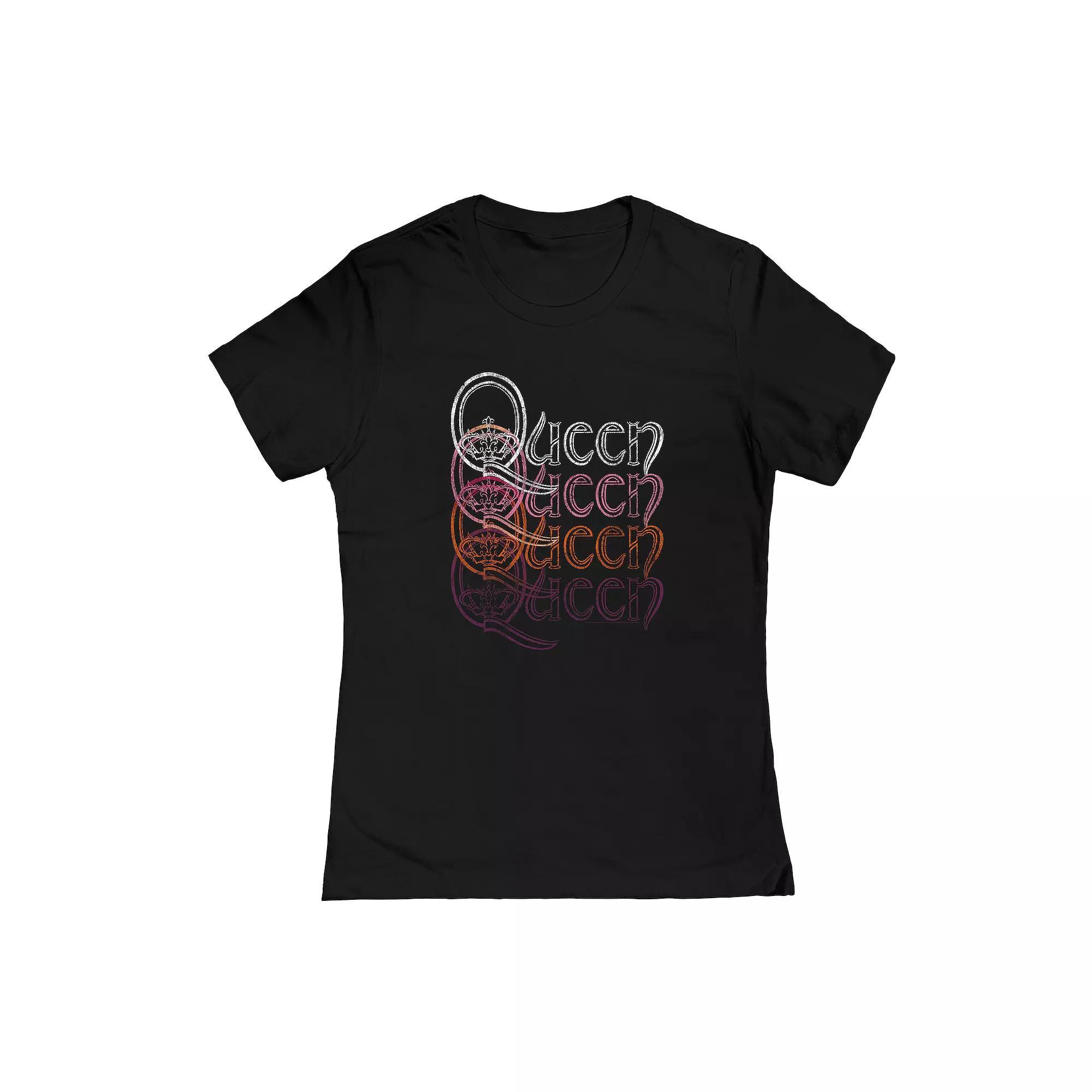 Juniors' Queen Repeat Logo Graphic Tee, Girl's, Size: Small, Black Product Image