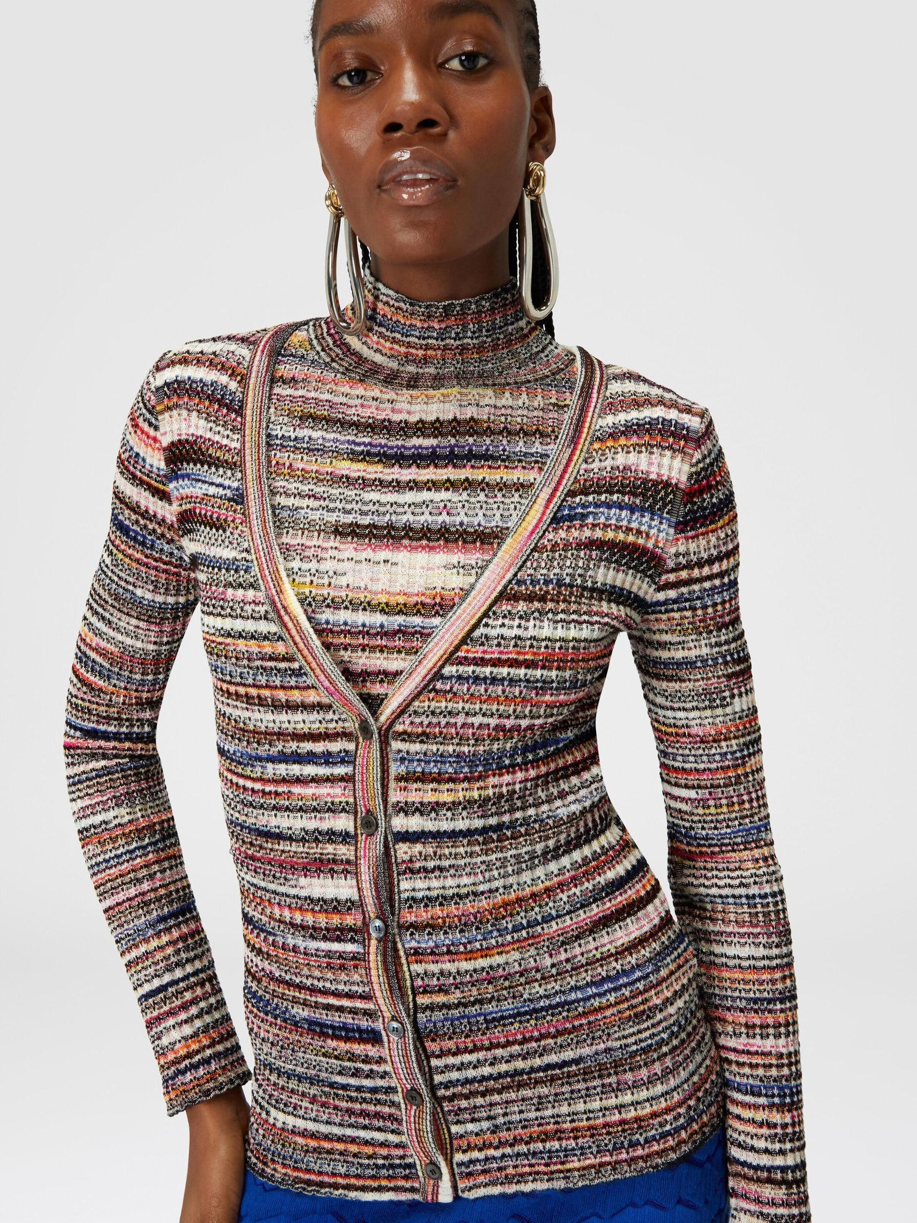 Ribbed viscose and wool slub cardigan Product Image