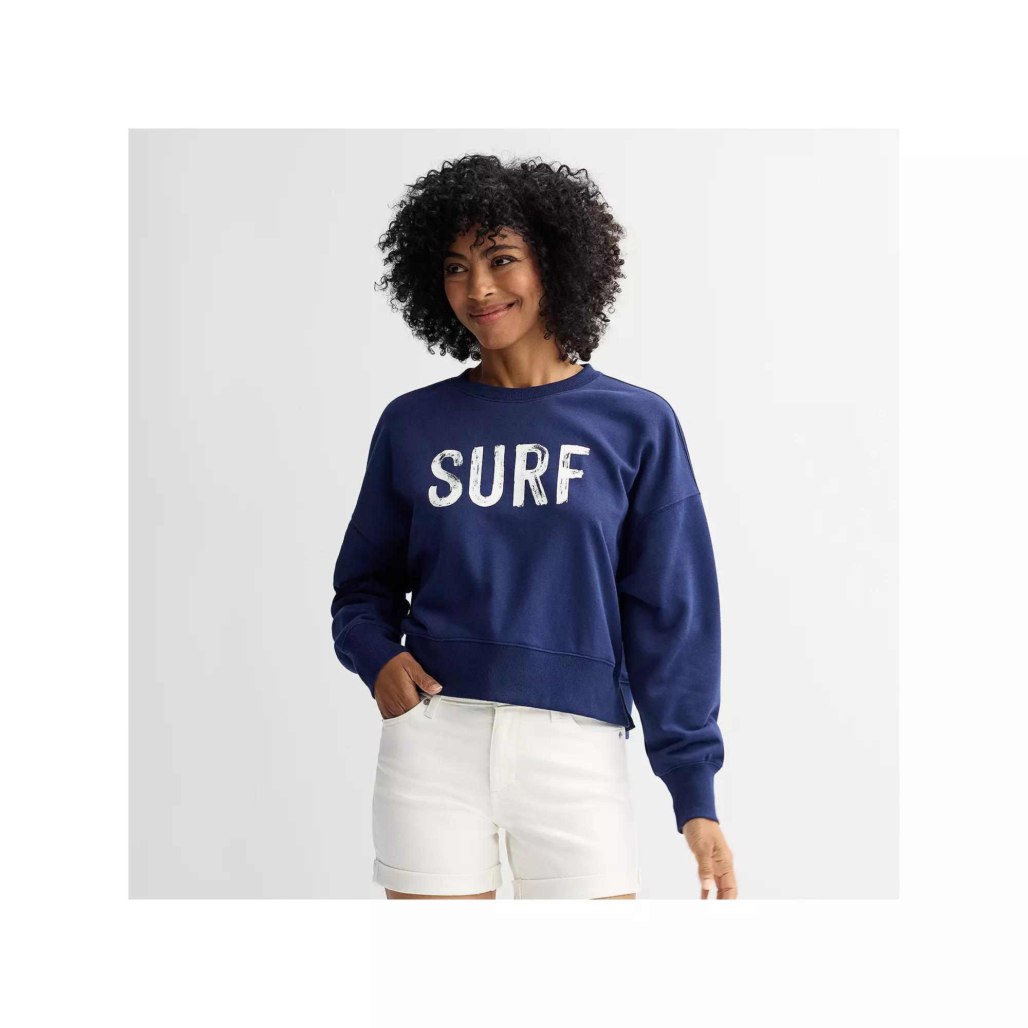 Women's Sonoma Goods For Life® Boxy Crewneck Graphic Sweatshirt, Size: Medium, Blue Surf Graphic Product Image