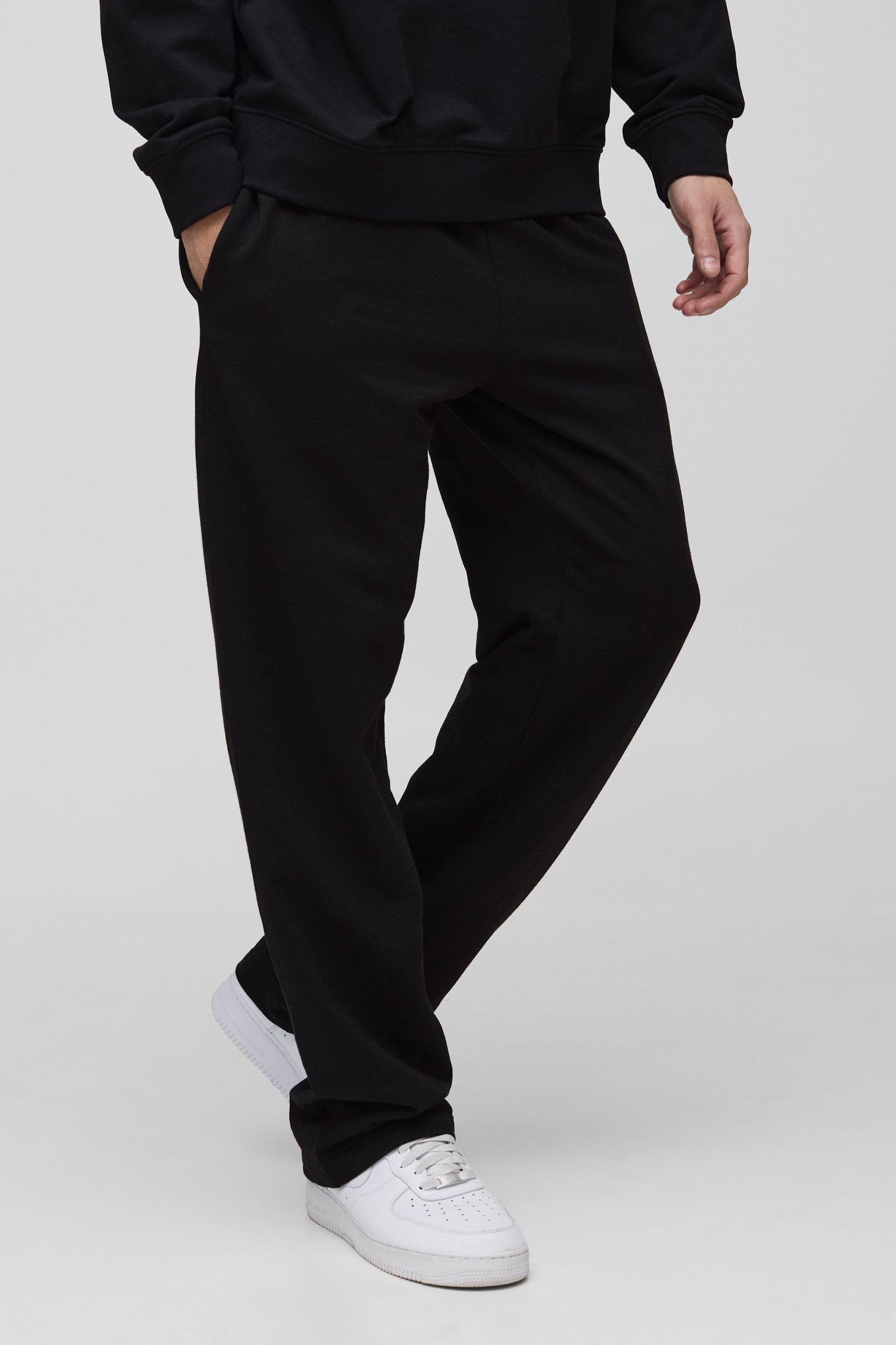 Mens 260GSM Loopback Basic Straight Leg Sweatpants - Black Product Image