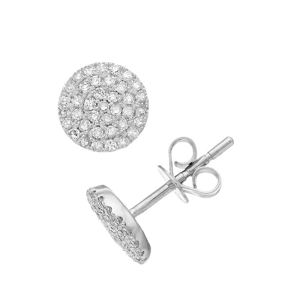 Ava Blue 14k White Gold 1/4 Carat T.W. Diamond Button Earrings, Women's Product Image
