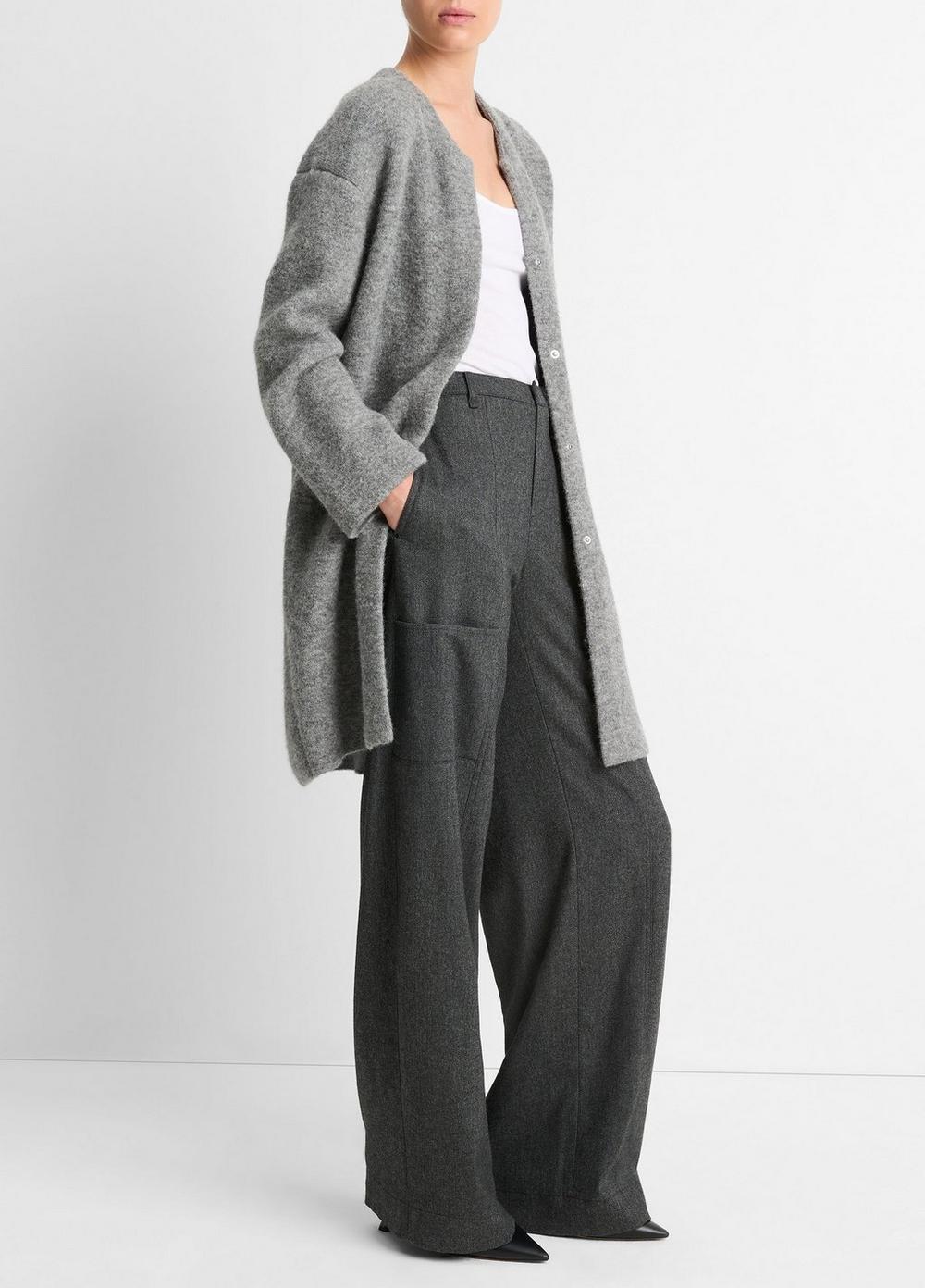 Womens Textured Soft Sculpted Car Coat, Medium Heather Grey, Size L Vince Product Image
