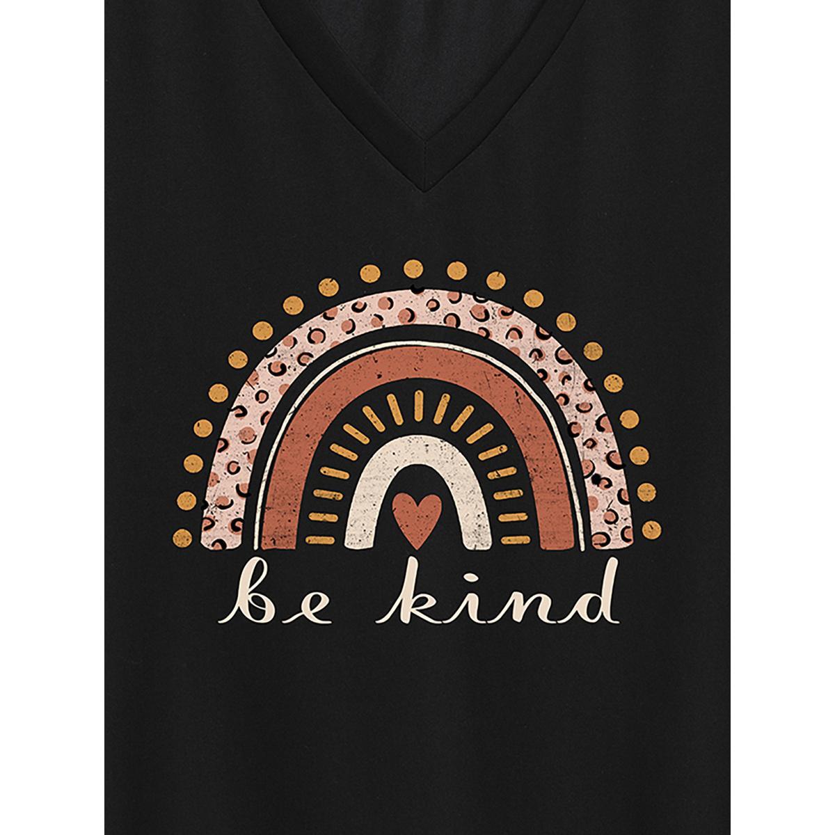 Plus Size Be Kind Deep V-Neck T-Shirt Black Women Non Rainbow V-neck Everyday-Casual T-shirts BloomChic 14-16/1X Product Image