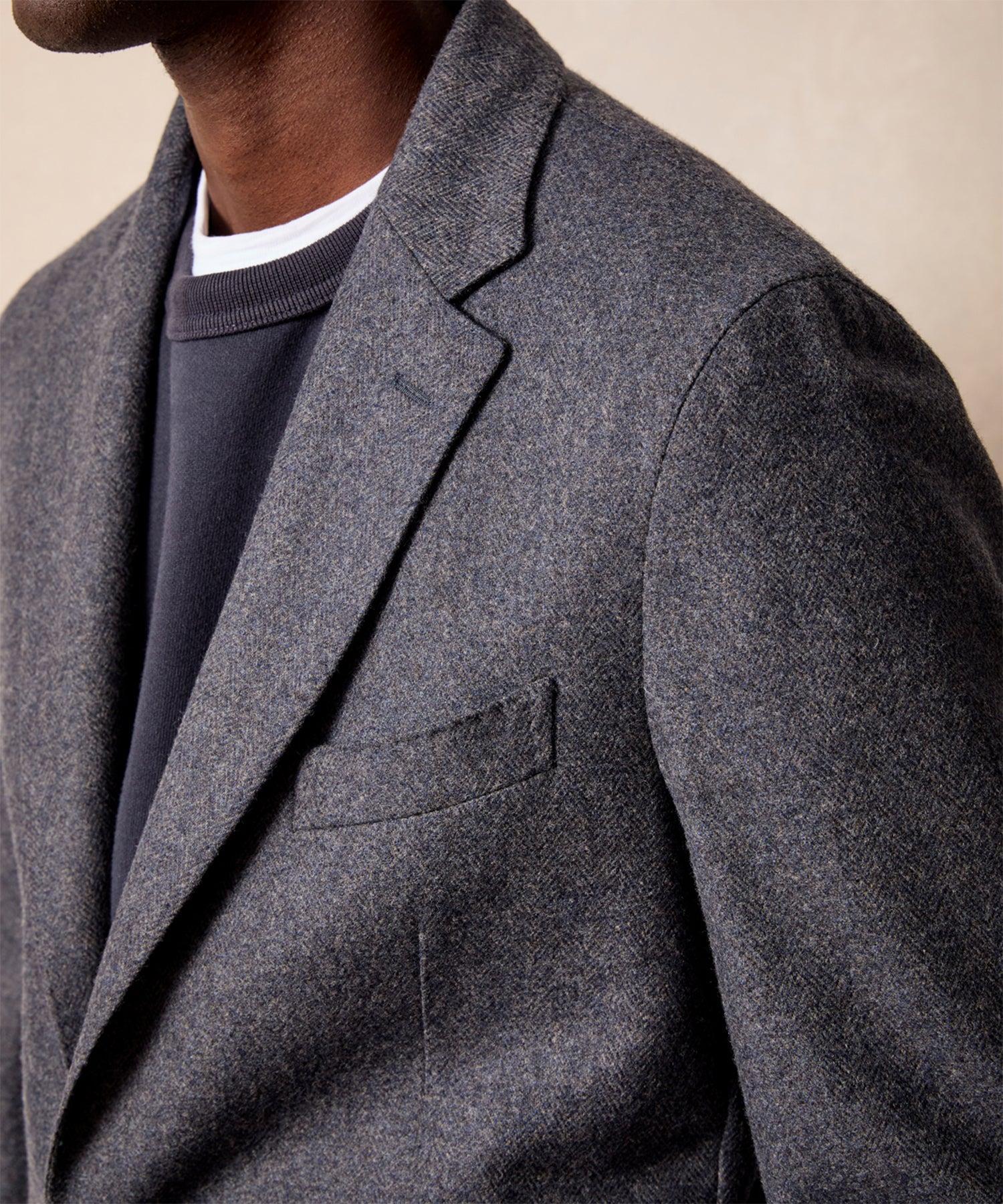 Italian Wool Sport Coat in Blue Herringbone Product Image