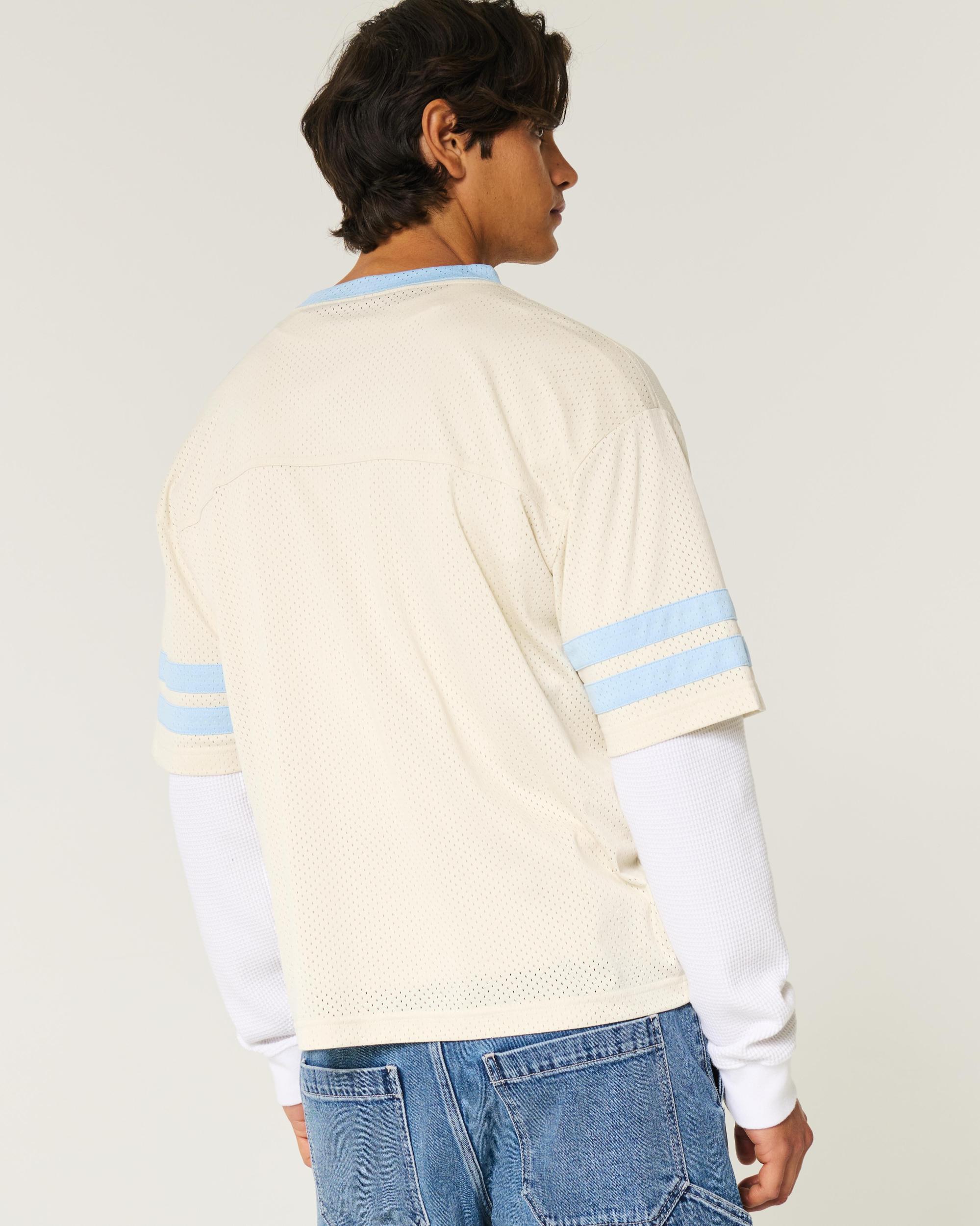 Boxy Crop Mesh Graphic Football Jersey Product Image