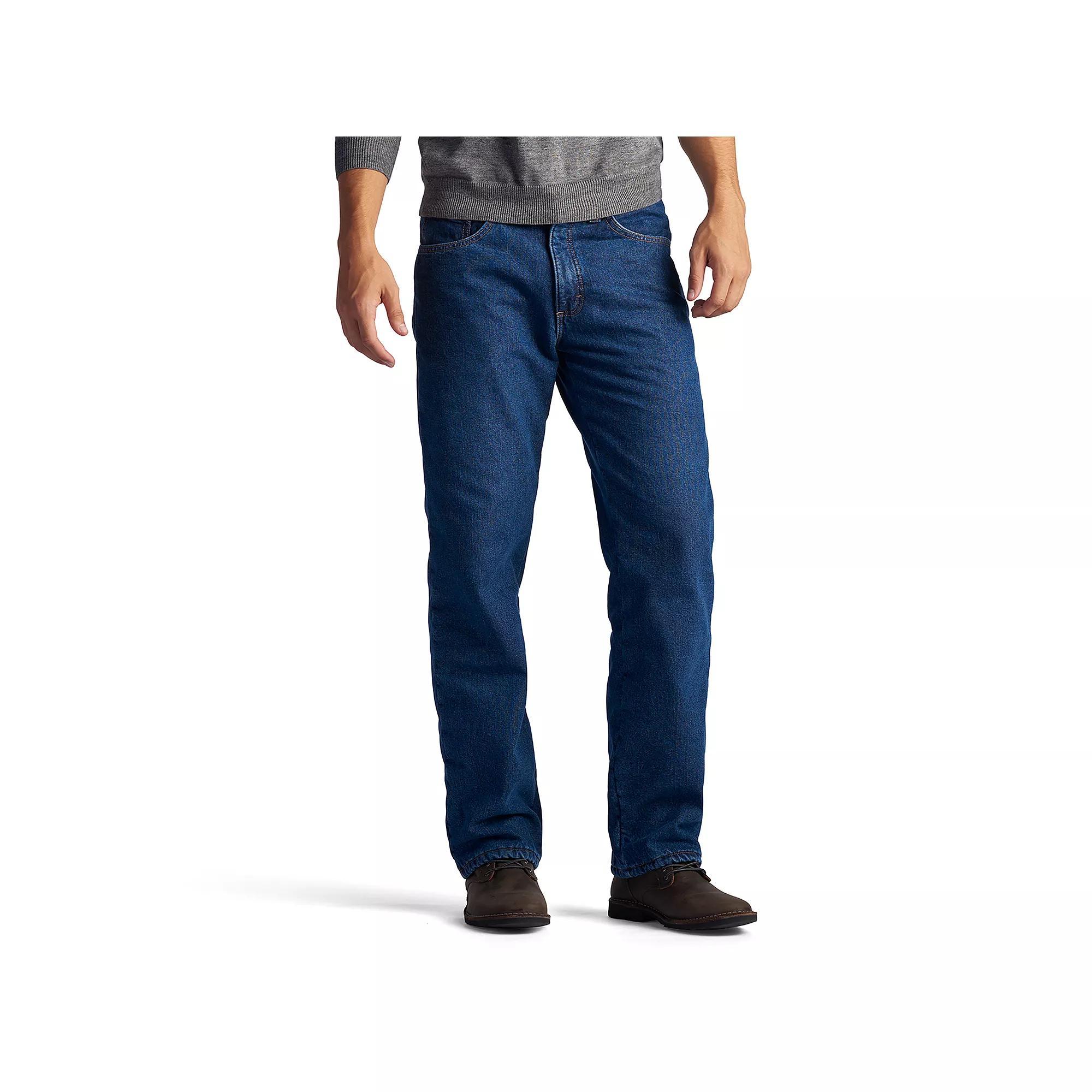 Men's Lee® Fleece-Lined Straight-Leg Jeans, Size: 42 X 32, Dark Blue Product Image
