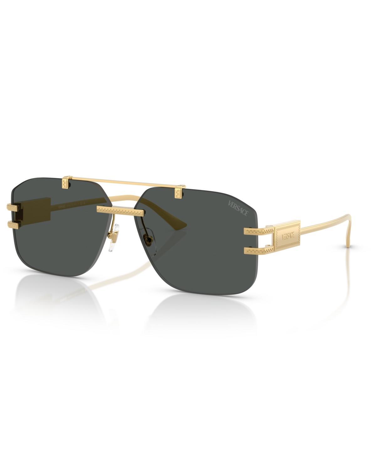 VERSACE 60mm Rectangular Sunglasses In Dark Grey Product Image