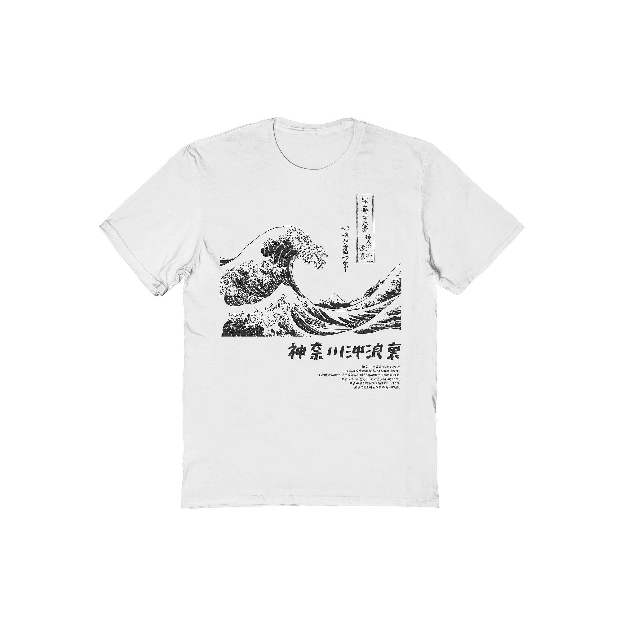 Men's APOH - Hokusai Mono Graphic Tee, Size: Large, White Product Image