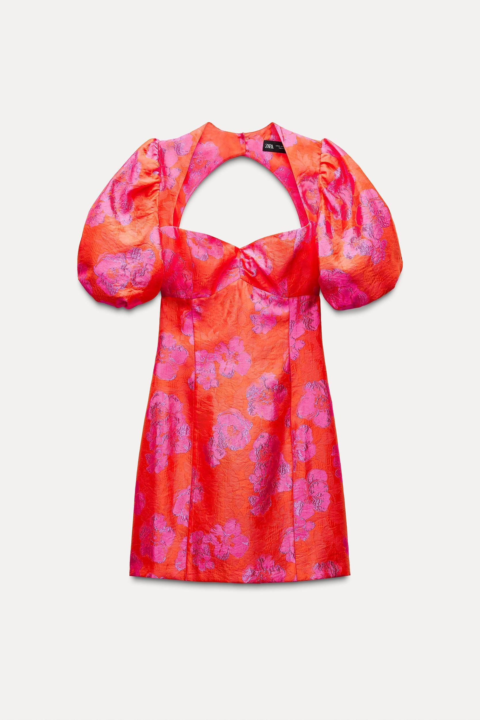 PUFF SLEEVE JACQUARD MINI DRESS Product Image