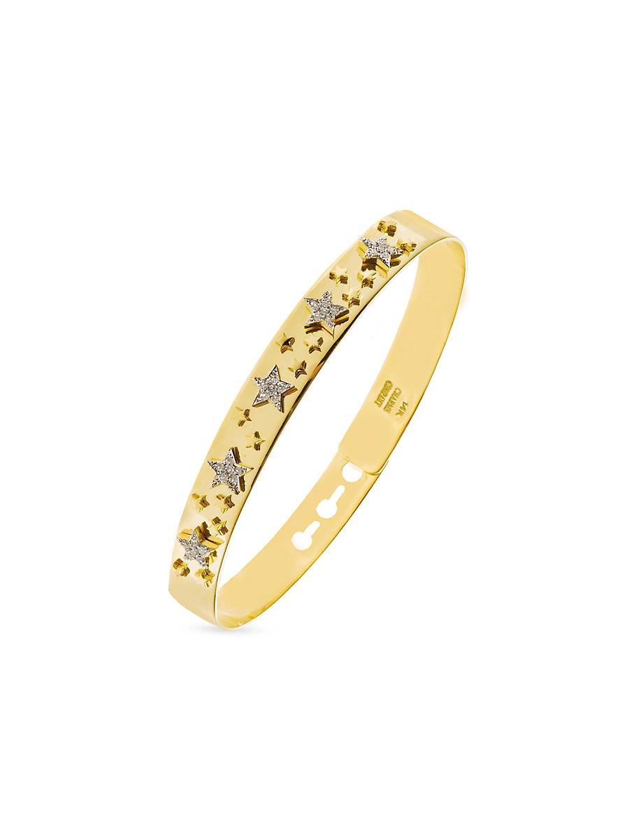 Womens Wish Upon A Star 14K Yellow Gold & 0.24 TCW Diamond Star Bangle Product Image