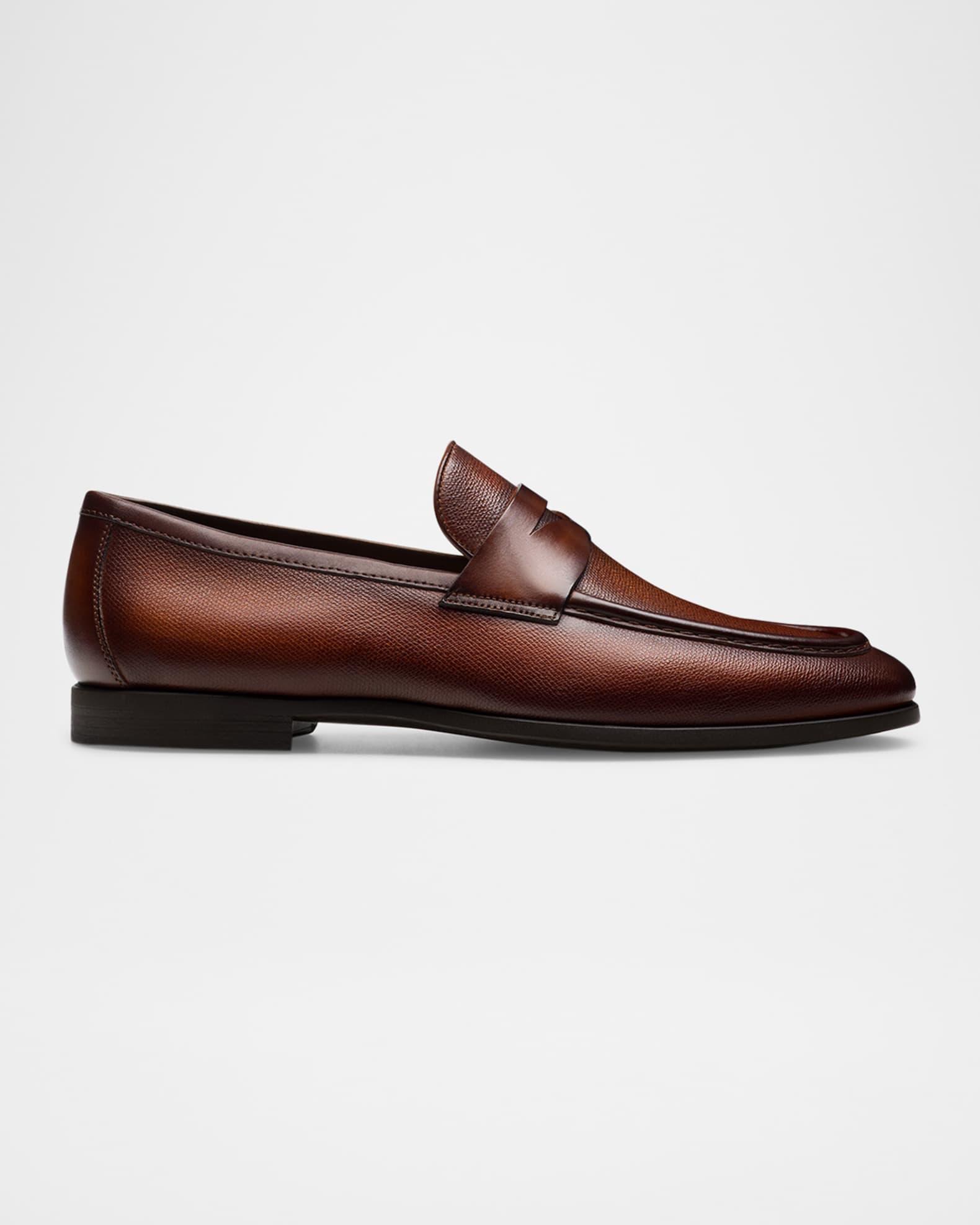 Men's Dumas Textured Leather Penny Loafers Product Image
