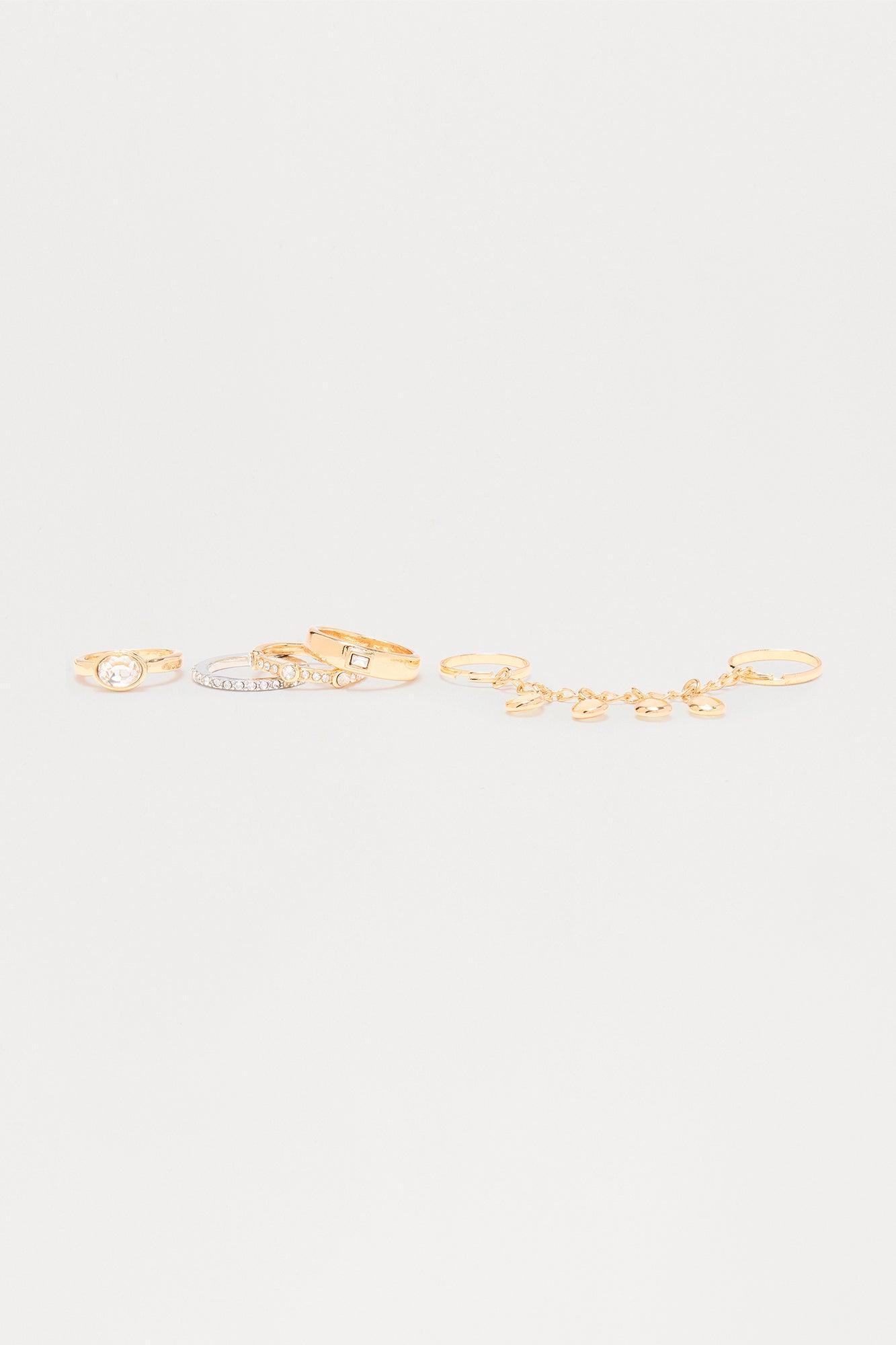 Desert Vibes Jeweled 5 Piece Ring Set - Gold Female Product Image