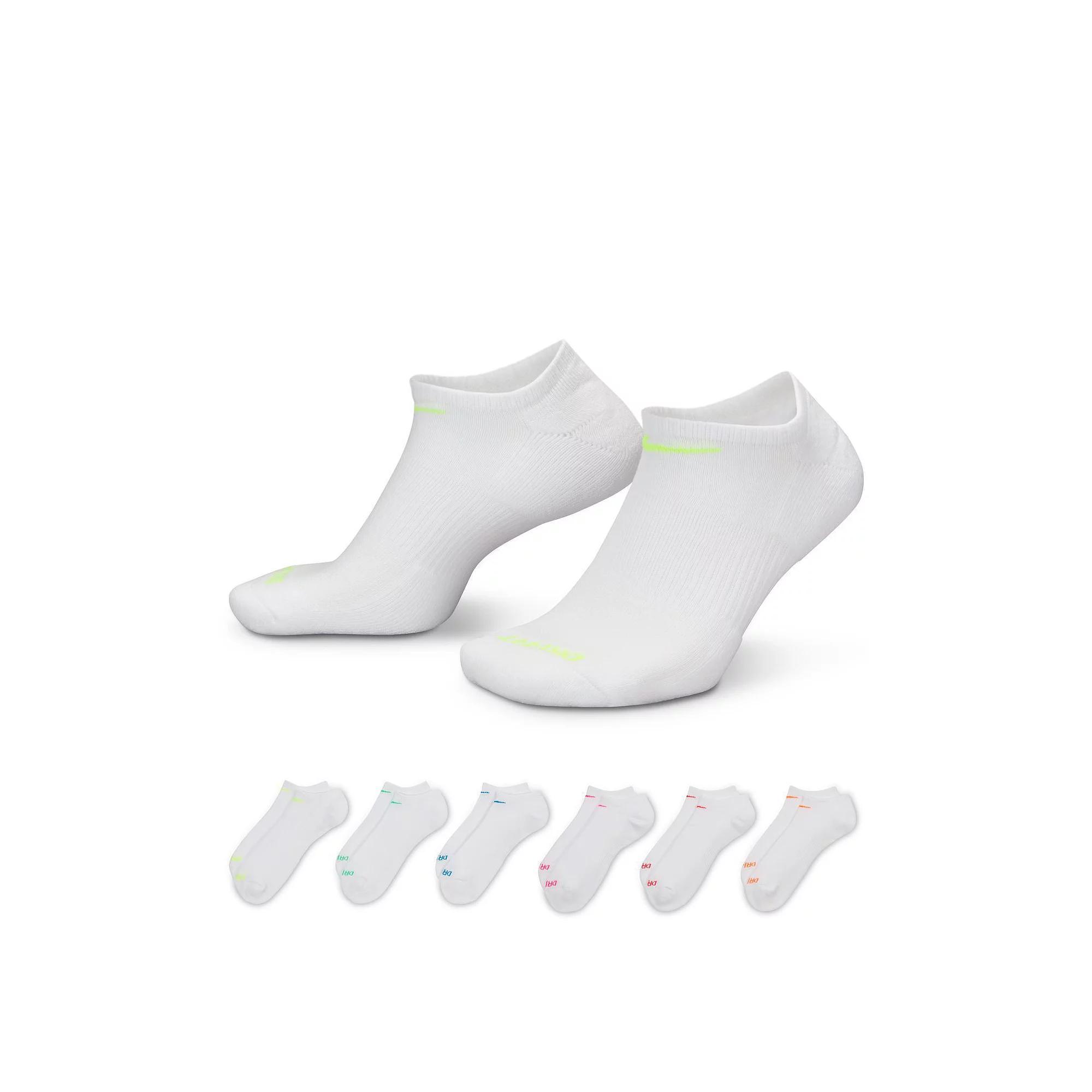 Women's Nike 6-Pack Everyday Plus Cushioned Training No-Show Socks, Size: Medium, White Team Product Image