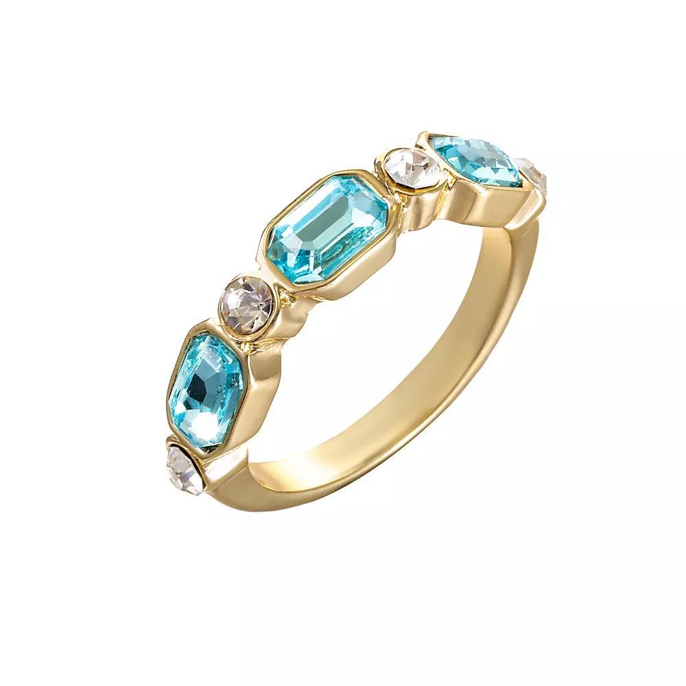 City Luxe Gold Tone Blue & Clear Crystal Ring, Women's, Size: 8, March Product Image