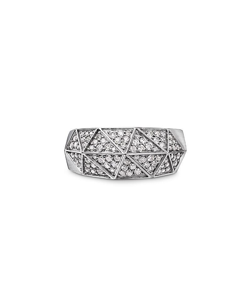 David Yurman Mens Sterling Silver Faceted Diamond Pave Ring Product Image