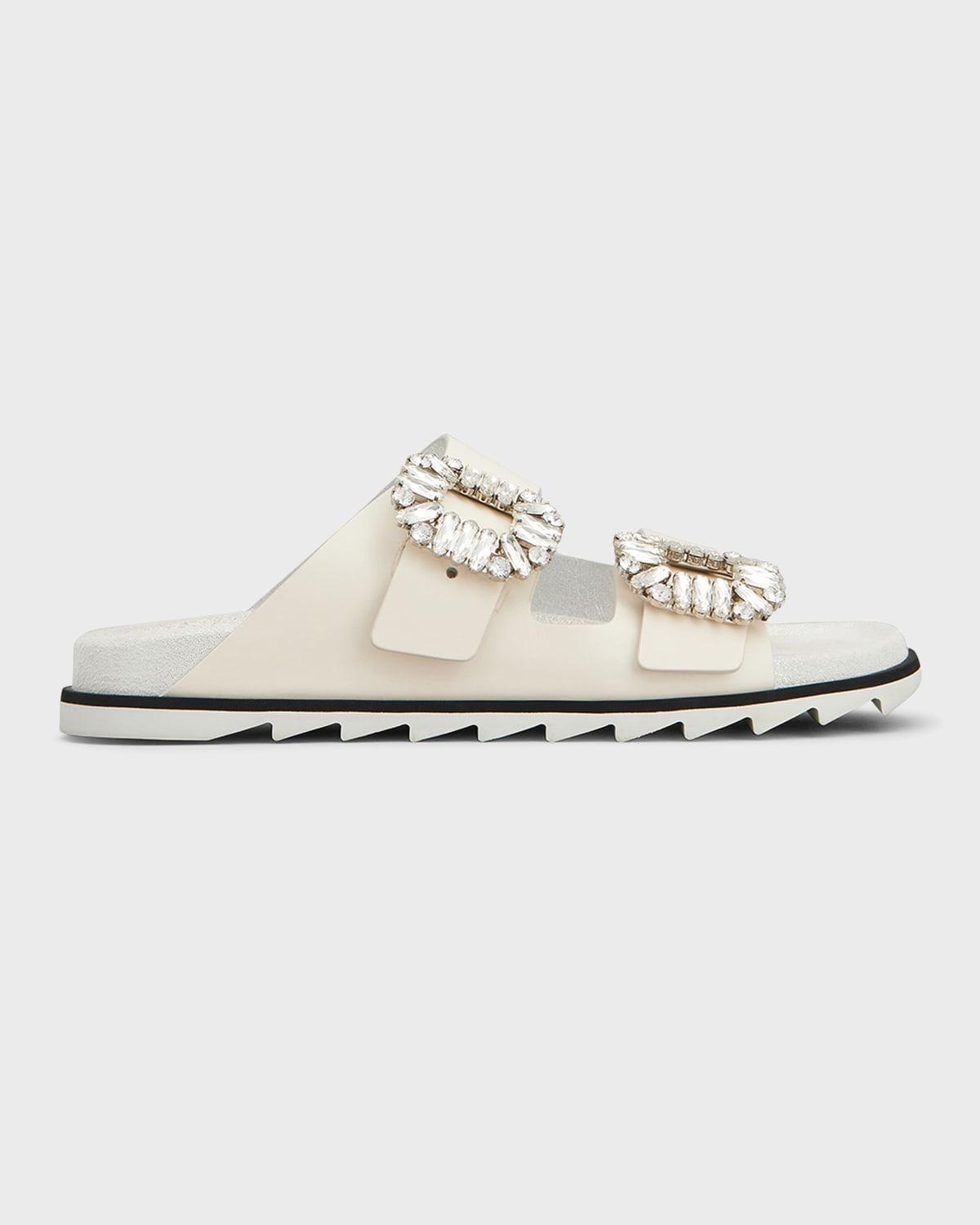 Womens Slidy Viv Strass Leather Slides Product Image