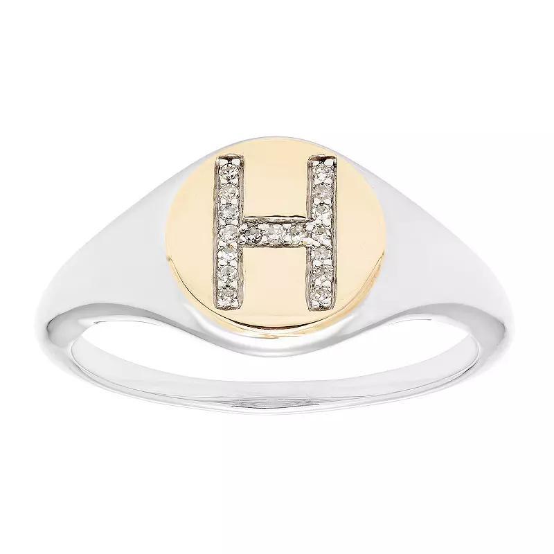 It's Personal 14k Gold Over Sterling Silver Diamond Accent Initial Signet Ring, Women's, Size: 5, Two Tone J Product Image