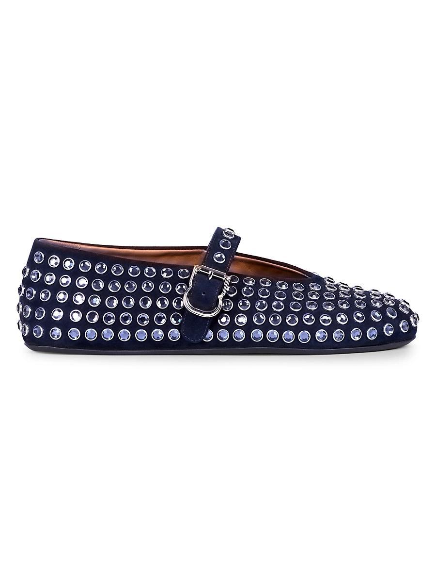 Womens Leather & Strass Ballet Flats Product Image