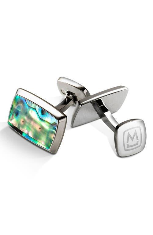 Mens Green Abalone Tapered Rectangle Cufflinks Product Image
