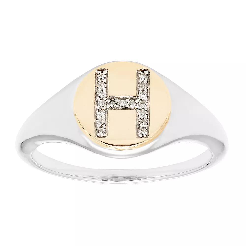It's Personal 14k Gold Over Sterling Silver Diamond Accent Initial Signet Ring, Women's, Size: 5, Two Tone J Product Image