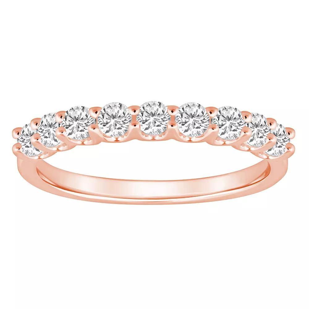 Alyson Layne 14k Gold 5/8 Carat T.W. Diamond 9-Stone Wedding Band, Women's, Size: 8.50, Pink Product Image