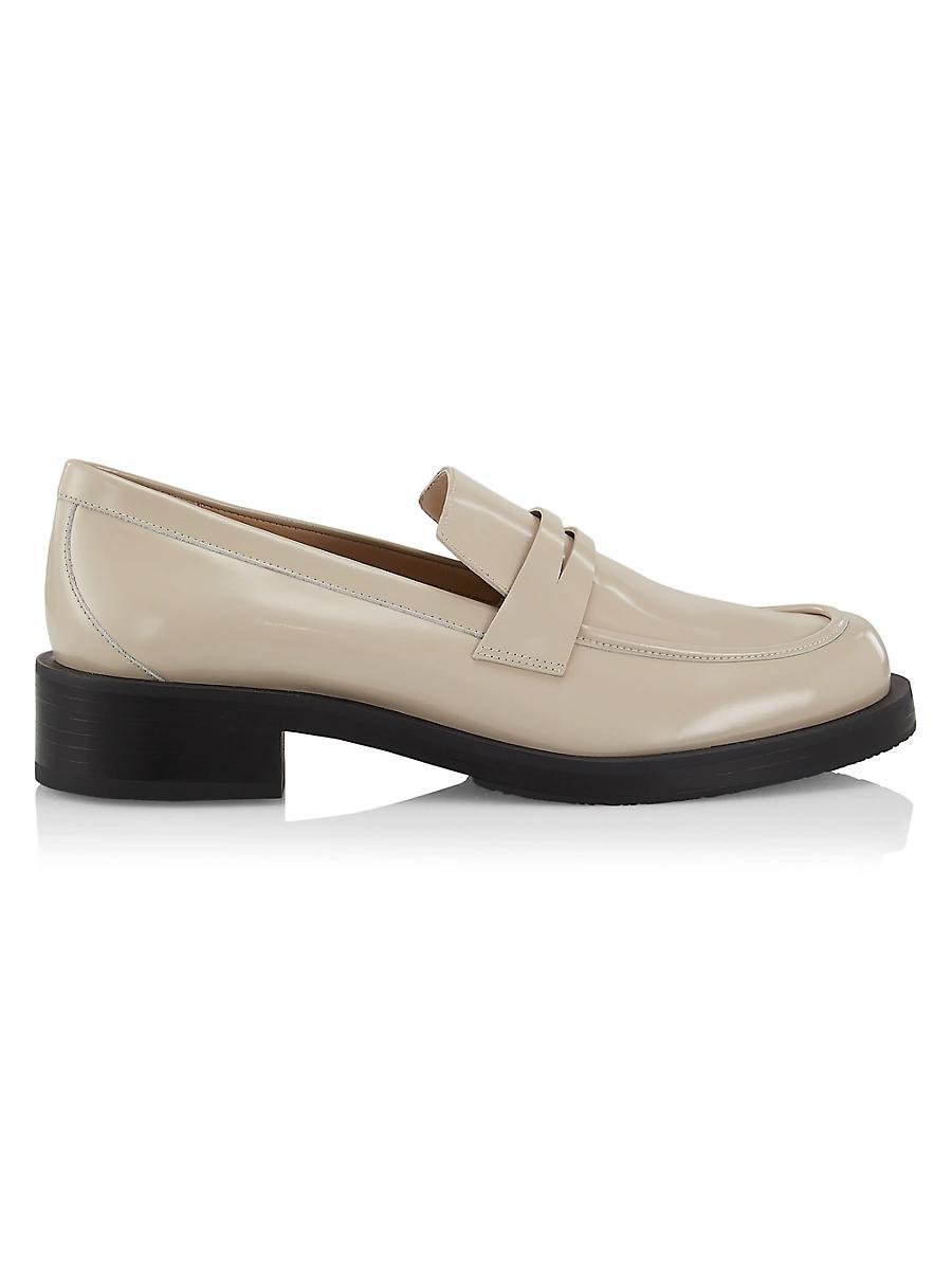 Womens Palmer 40MM Brushed Leather Stacked Heel Loafers Product Image