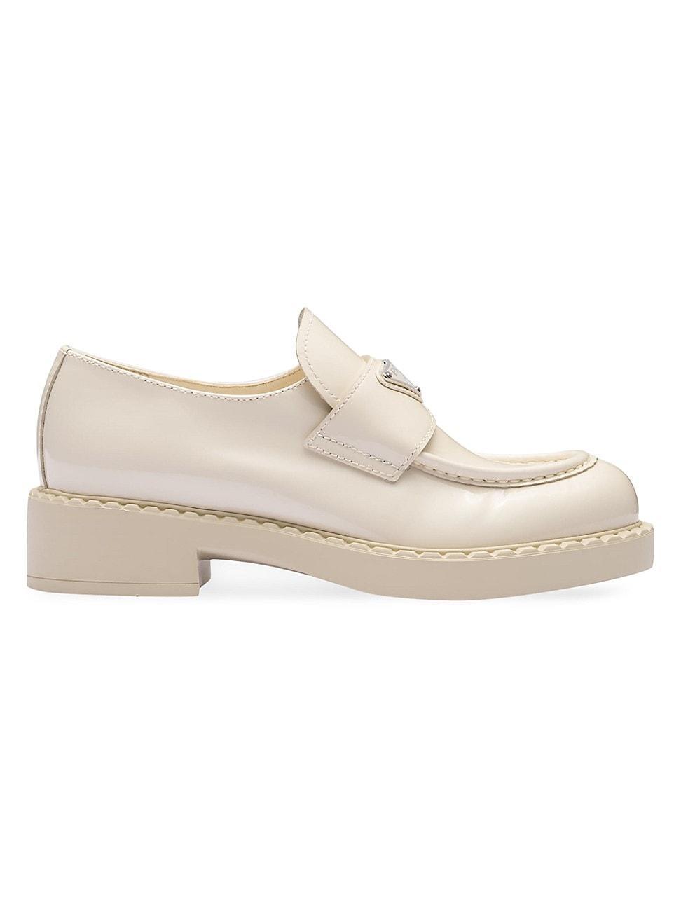 Prada Womens Chocolate Patent Leather Loafers Product Image
