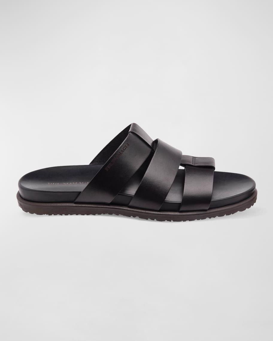 Mens Empoli Three-Strap Leather Slide Sandals Product Image