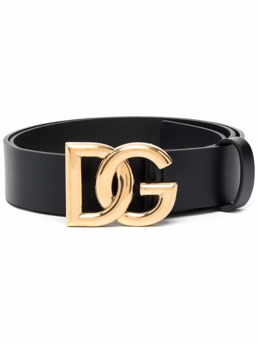 DOLCE & GABBANA Dg Logo Leather Belt In Black Product Image