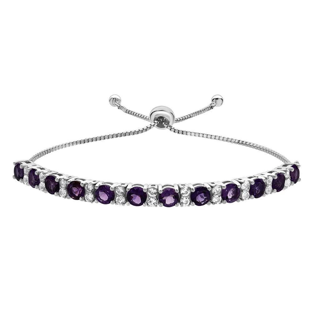 Gemstone Brilliance Sterling Silver Gemstone & Lab-Created White Sapphire Adjustable Bracelet, Women's, Size: 5-9" ADJ, Created Purple Product Image