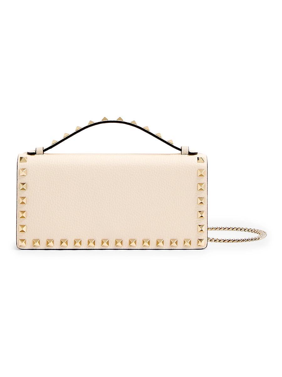 Womens Rockstud Wallet with Chain in Grainy Calfskin Product Image