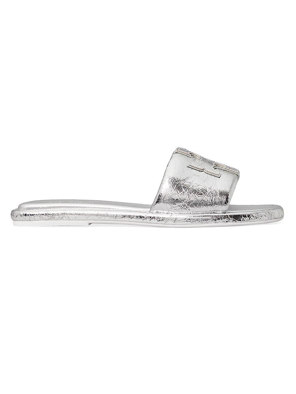 Womens Double T Metallic Sport Slides Product Image