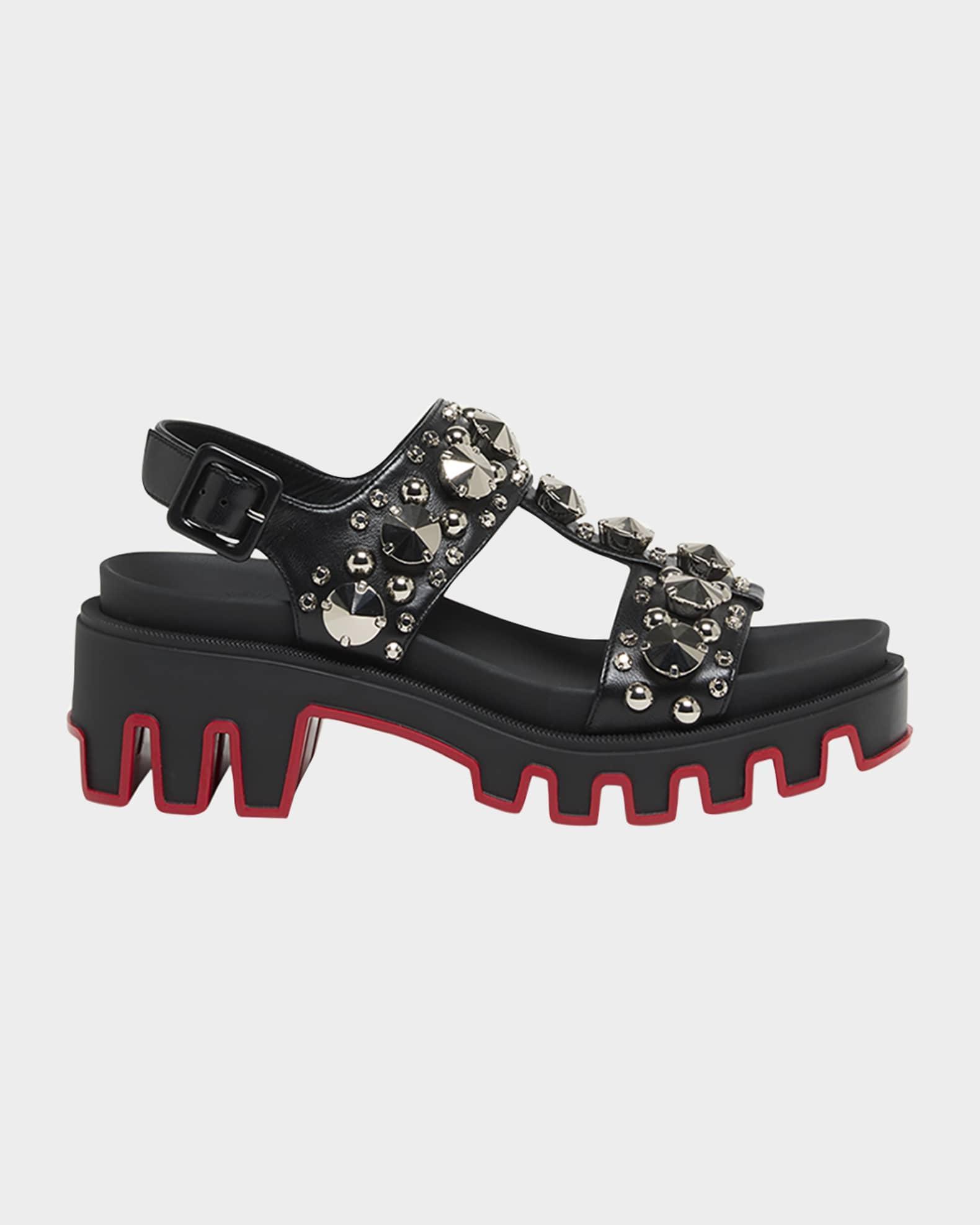 Duni Extrazza Leather T-Strap Lug-Sole Sandals Product Image