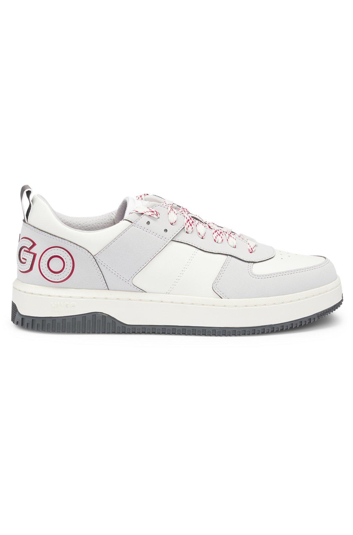 HUGO - Mixed-material trainers with two sets of laces - Light Grey Product Image