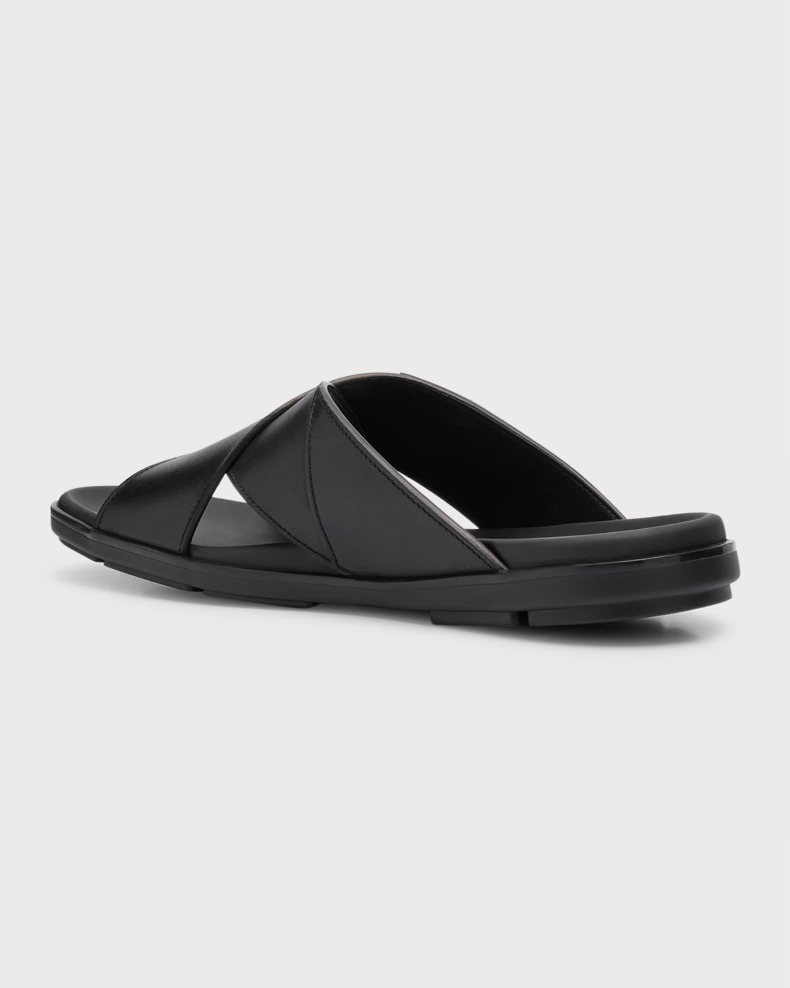 Men's Leather Crisscross Slide Sandals Product Image