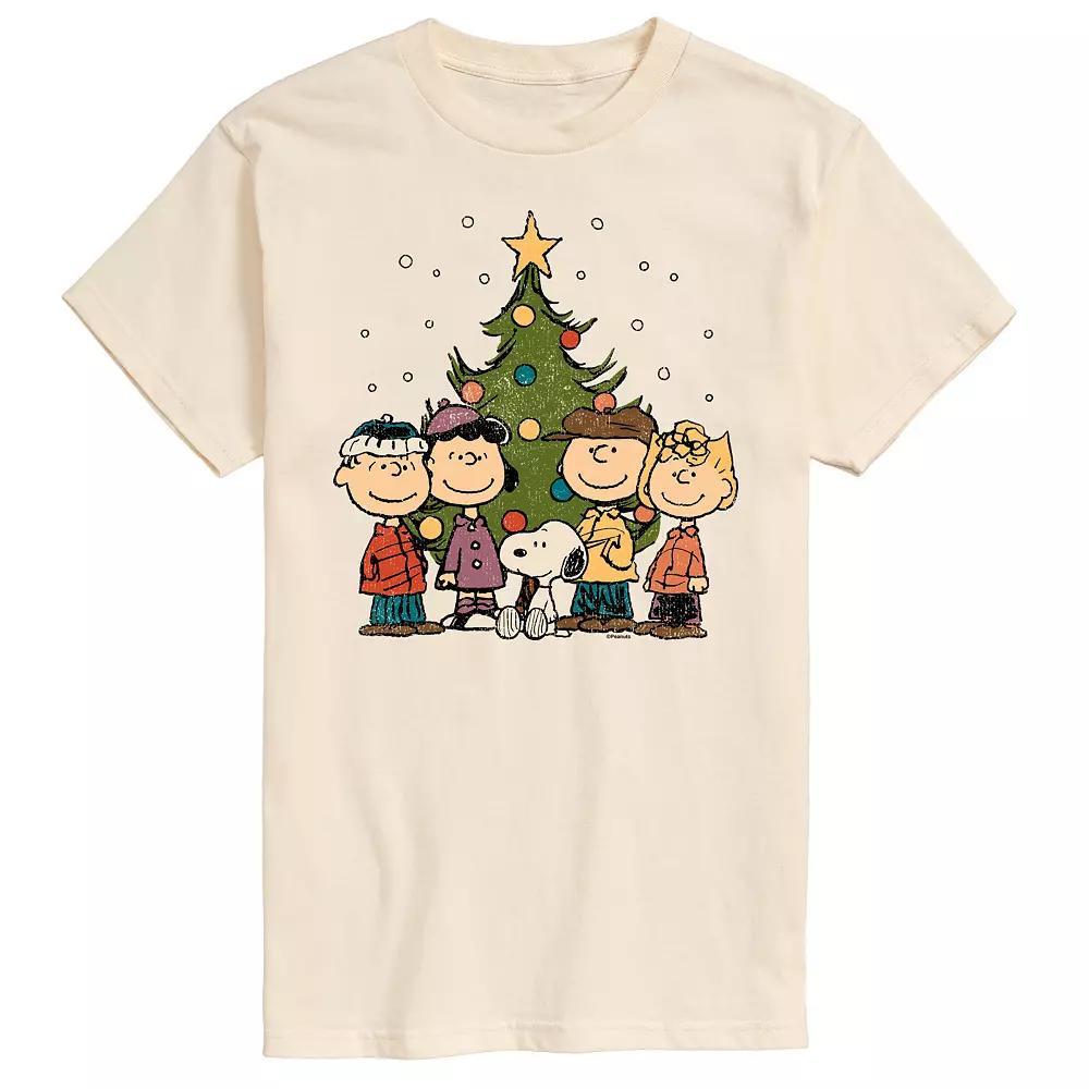 Men's Peanuts Christmas Group Tee, Size: Large, Beige Khaki Product Image