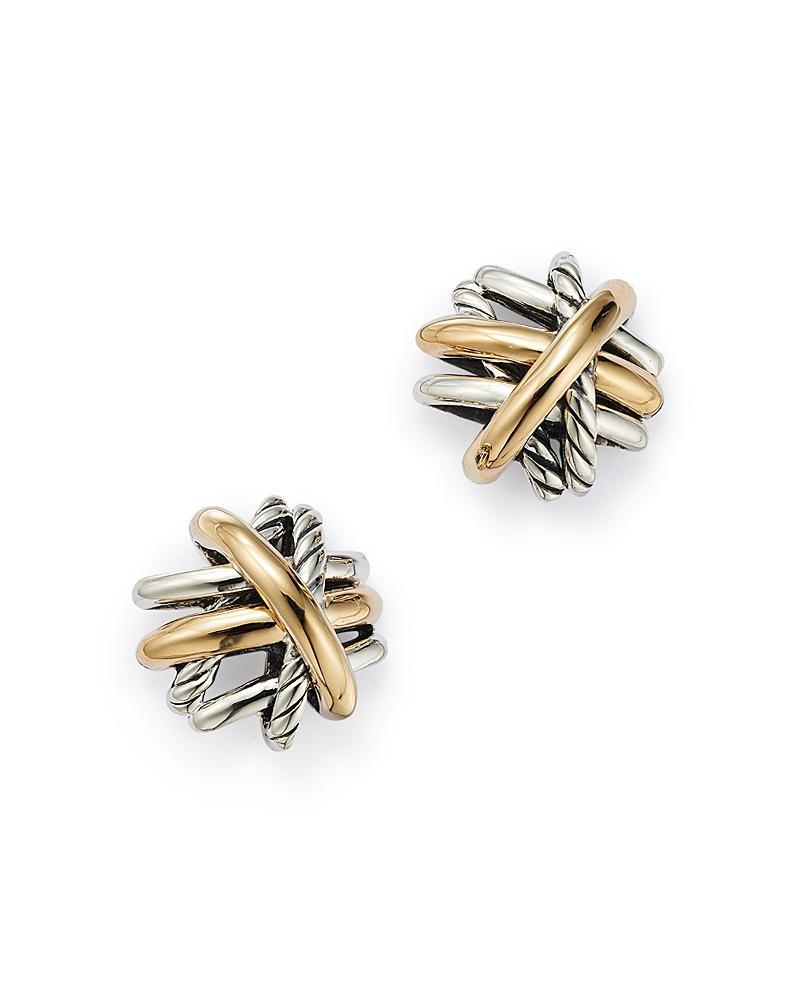 Crossover Stud Earrings in Silver with 18K Gold, 11mm Product Image